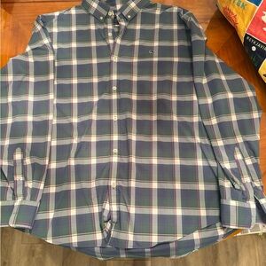 Vineyard Vines Navy and Green Plaid Shirt
